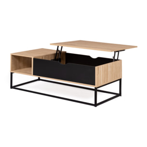 Table basse Memphis relevable bois et noir