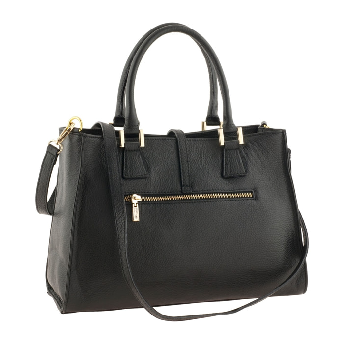 Borse Donna colore Nero-in pelle Made in Italy 35x25x11 cmcm