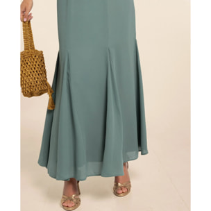 Vestido largo corte imperio con godets