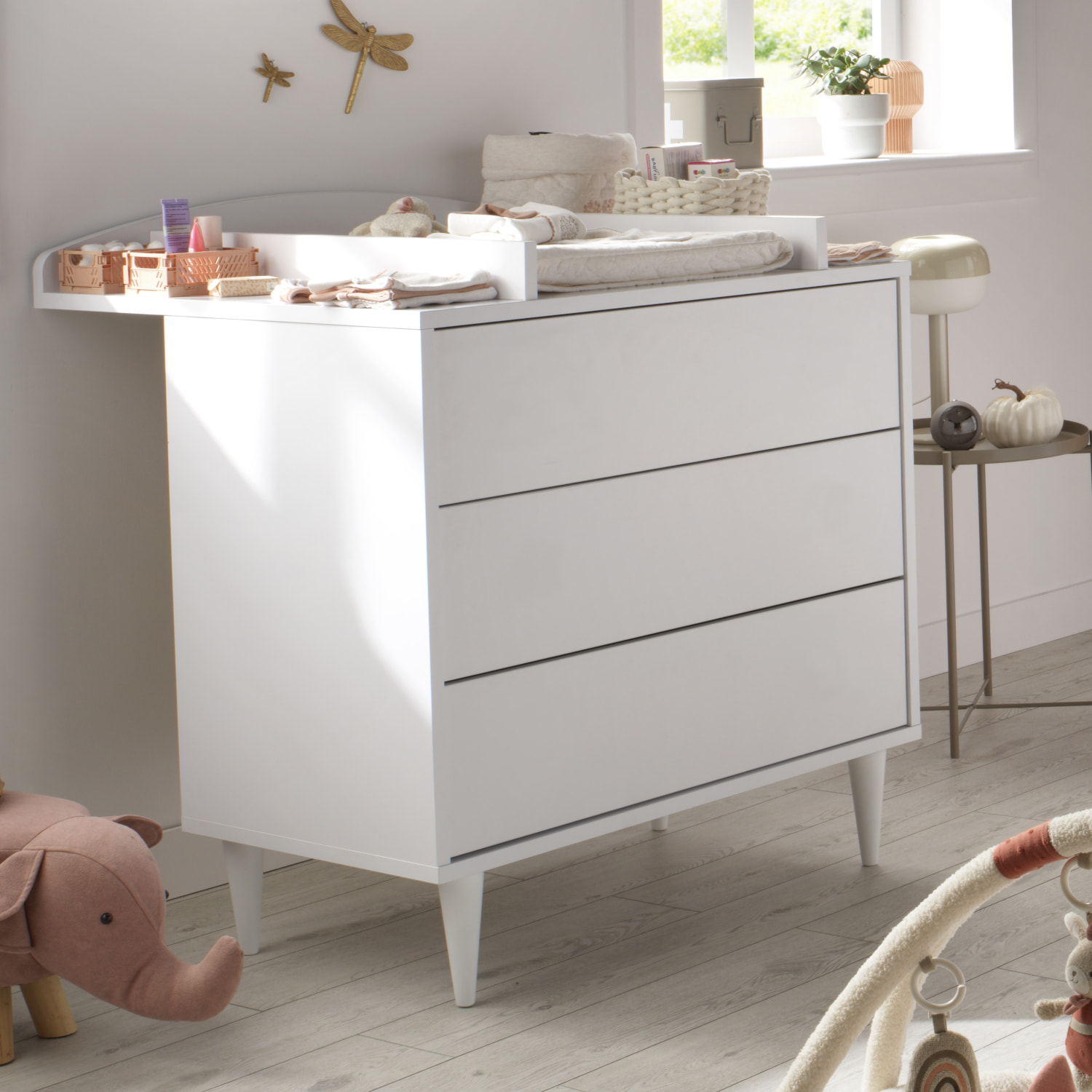 Chambre bébé 2 pièces Milann, Lit bébé 120x60 et Commode à langer