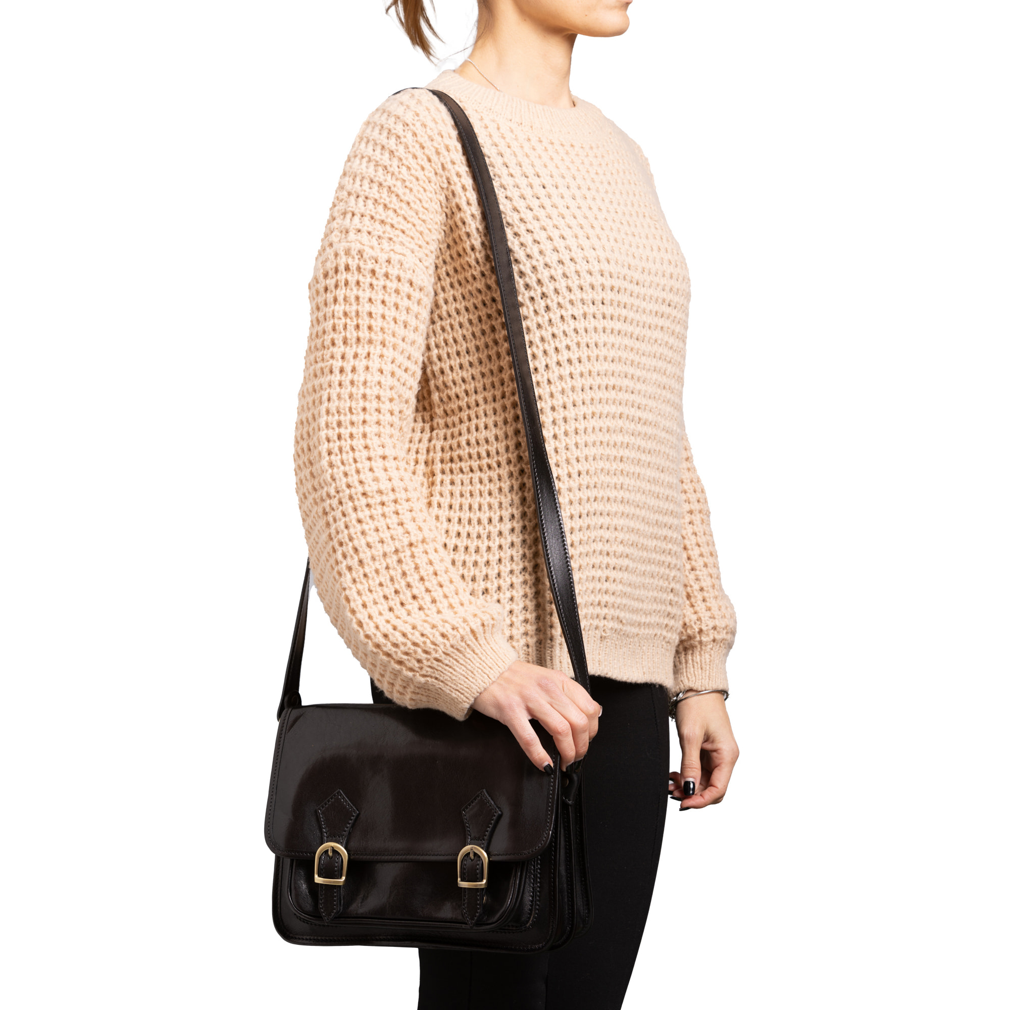 Borsa a tracolla  da donna In Vera pelle Made in Italy 27,5x22x12 cm