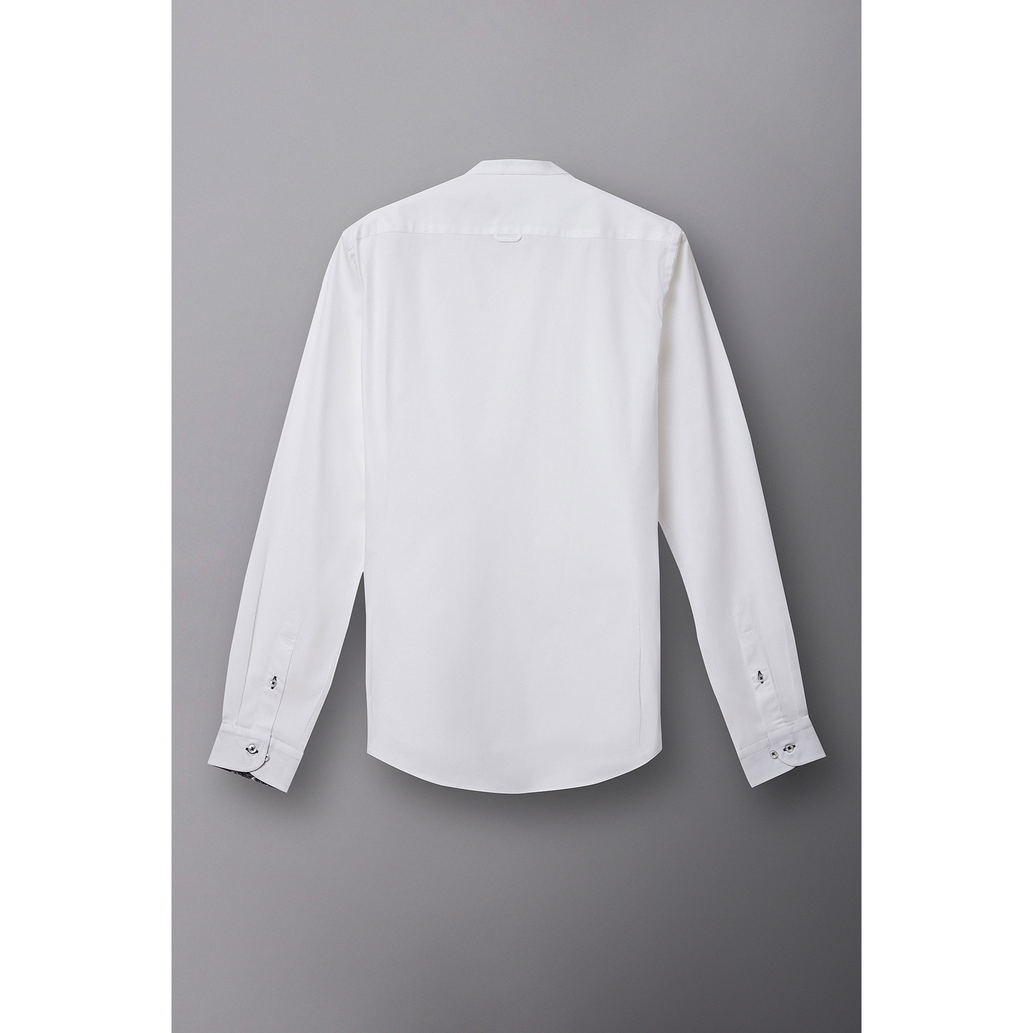Camicia Uomo Coreano Slim Popeline Stretch Unito Bianco