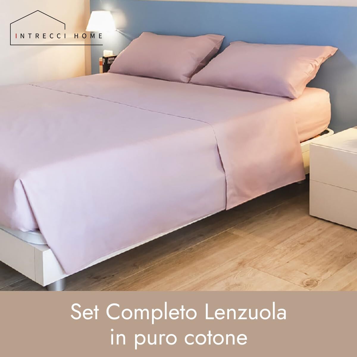 Completo lenzuola in cotone - Rosa