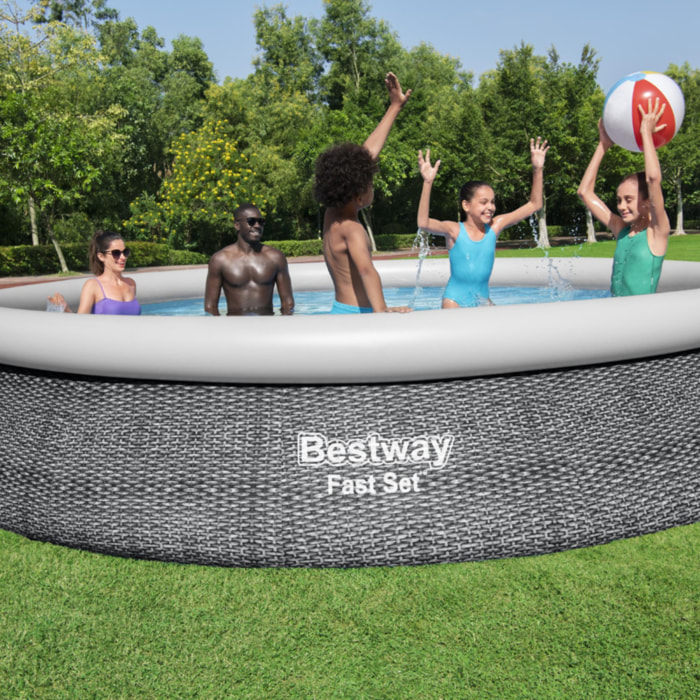 Bestway Piscine autoportante Ronde Fast Set Rotin 457 x 84 cm - Filtration Incluse