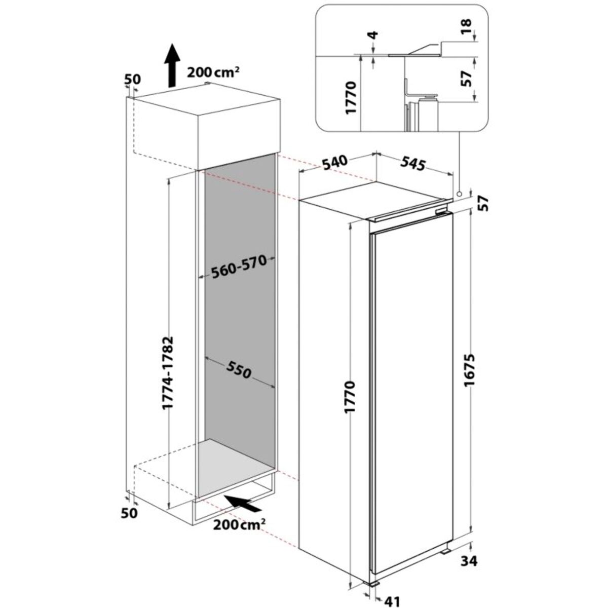 Réfrigérateur 1 porte encastrable WHIRLPOOL ARG187402 Freezer