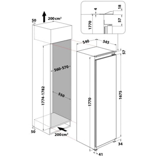 Réfrigérateur 1 porte encastrable WHIRLPOOL ARG187402 Freezer