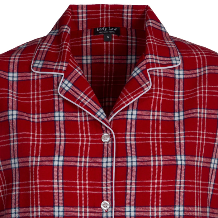 PIGIAMA DONNA in flanella scozzese rosso e bianco