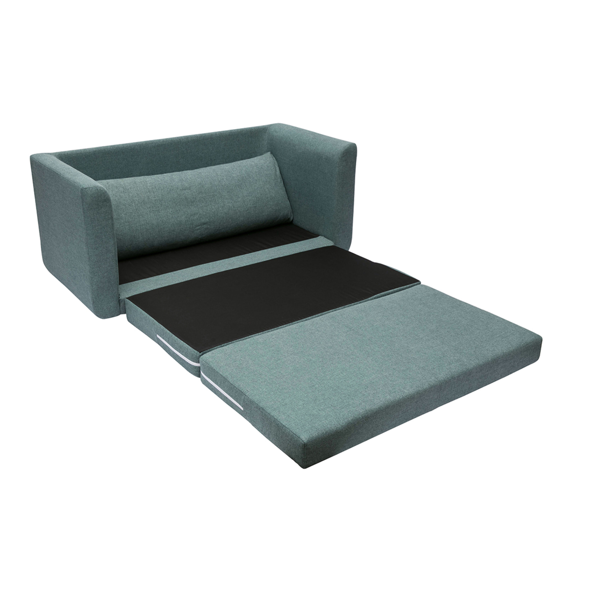 Canapé convertible 2 places en tissu vert de gris LEON