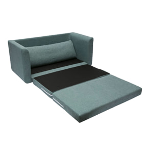Canapé convertible 2 places en tissu vert de gris LEON