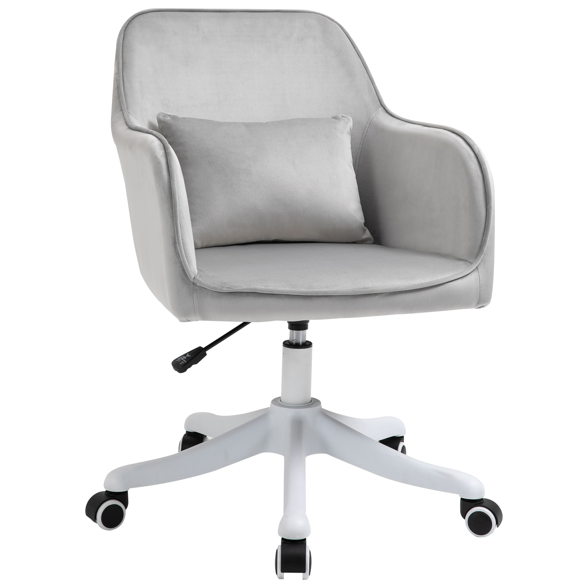 Chaise de bureau velours fauteuil bureau massant coussin lombaire intégré hauteur réglable pivotante 360° gris clair