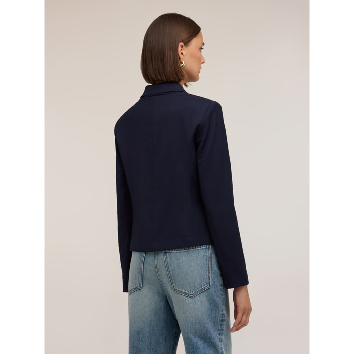 Motivi - Chaqueta corta cruzada en cady - Azul
