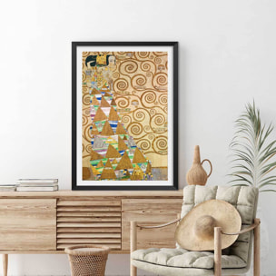 Affiche Study for Expectation par Gustav Klimt Affiche + cadre en bois - Noir