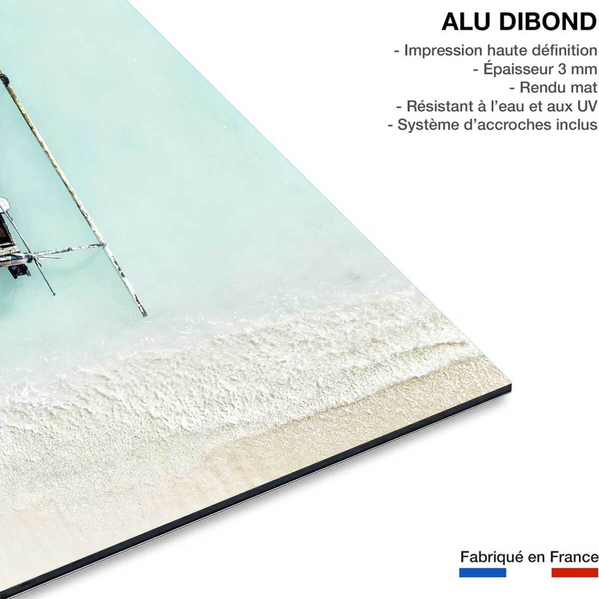Tableau vacances lagon bleu et pirogue  Tableau alu Dibond