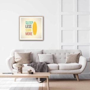Poster Affiche illustration citation et surf report Affiche + cadre en bois - Chêne