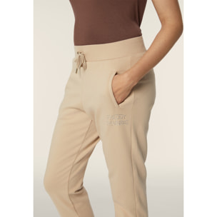 Pantalone donna in felpa con vita in costina e fondo dritto