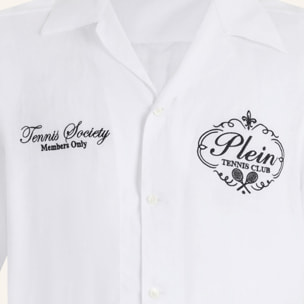 PHILIPP PLEIN Linen Bowling Shirt Tennis Club