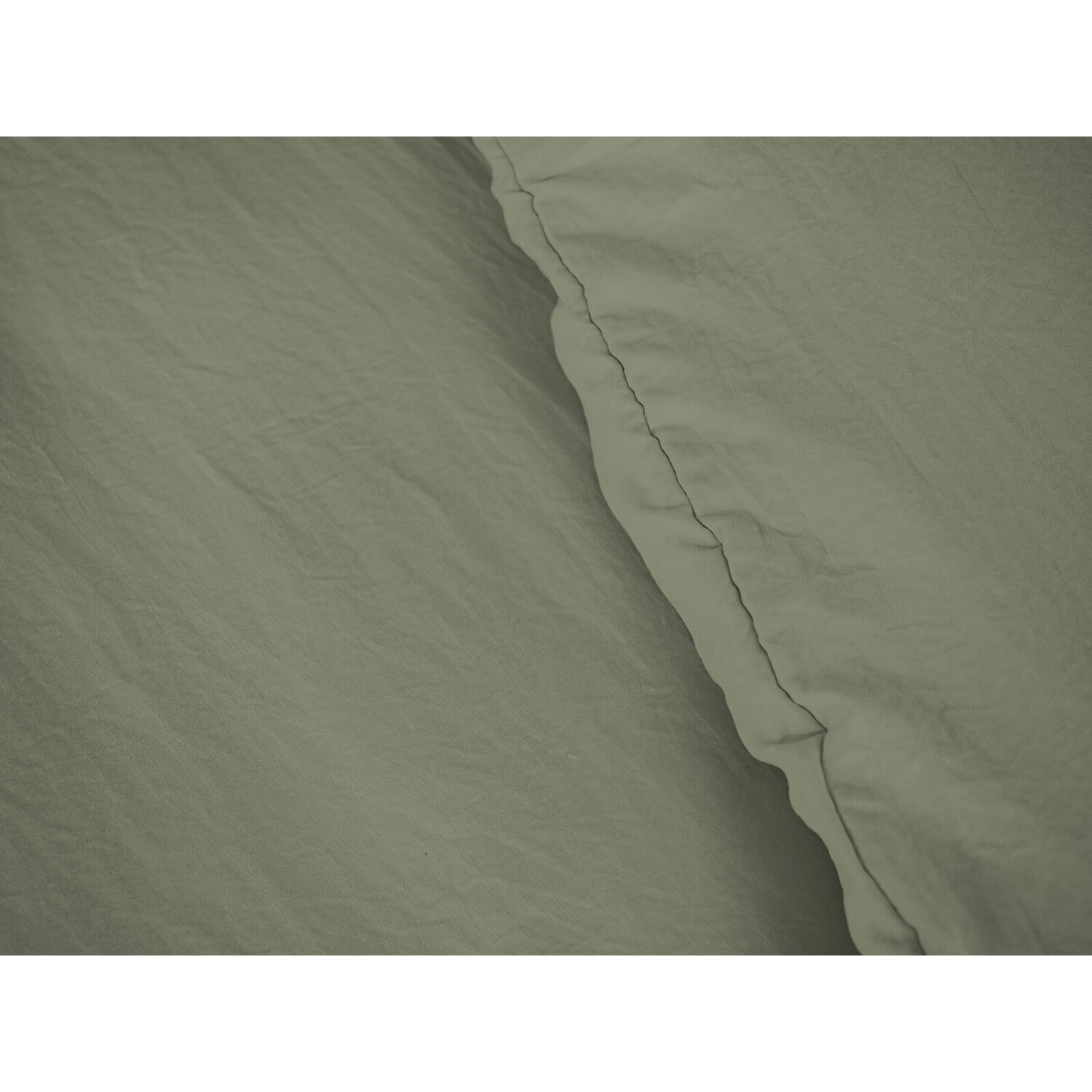 Parure housse de couette 3pc 100% microfibre lavee unie - vert olive