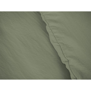 Parure housse de couette 3pc 100% microfibre lavee unie - vert olive