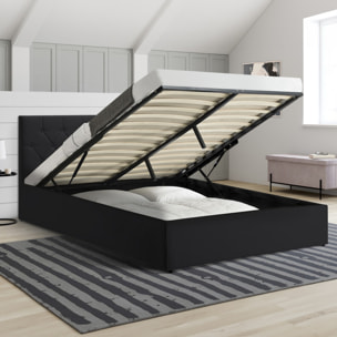 Lit coffre Hannah PVC avec sommier - Noir