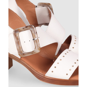 Sandalias de Piel - Blanco - Tacón: 5 cm