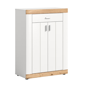 Coventry - meuble à chaussures - blanc et bois - 73x104 cm - Bois / Blanc
