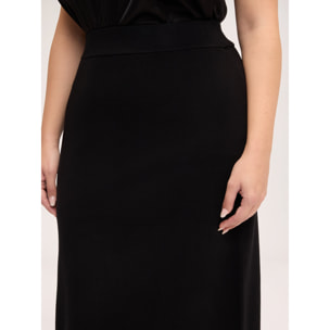 Fiorella Rubino - Gonna linea ad "a" in maglia fine - Nero