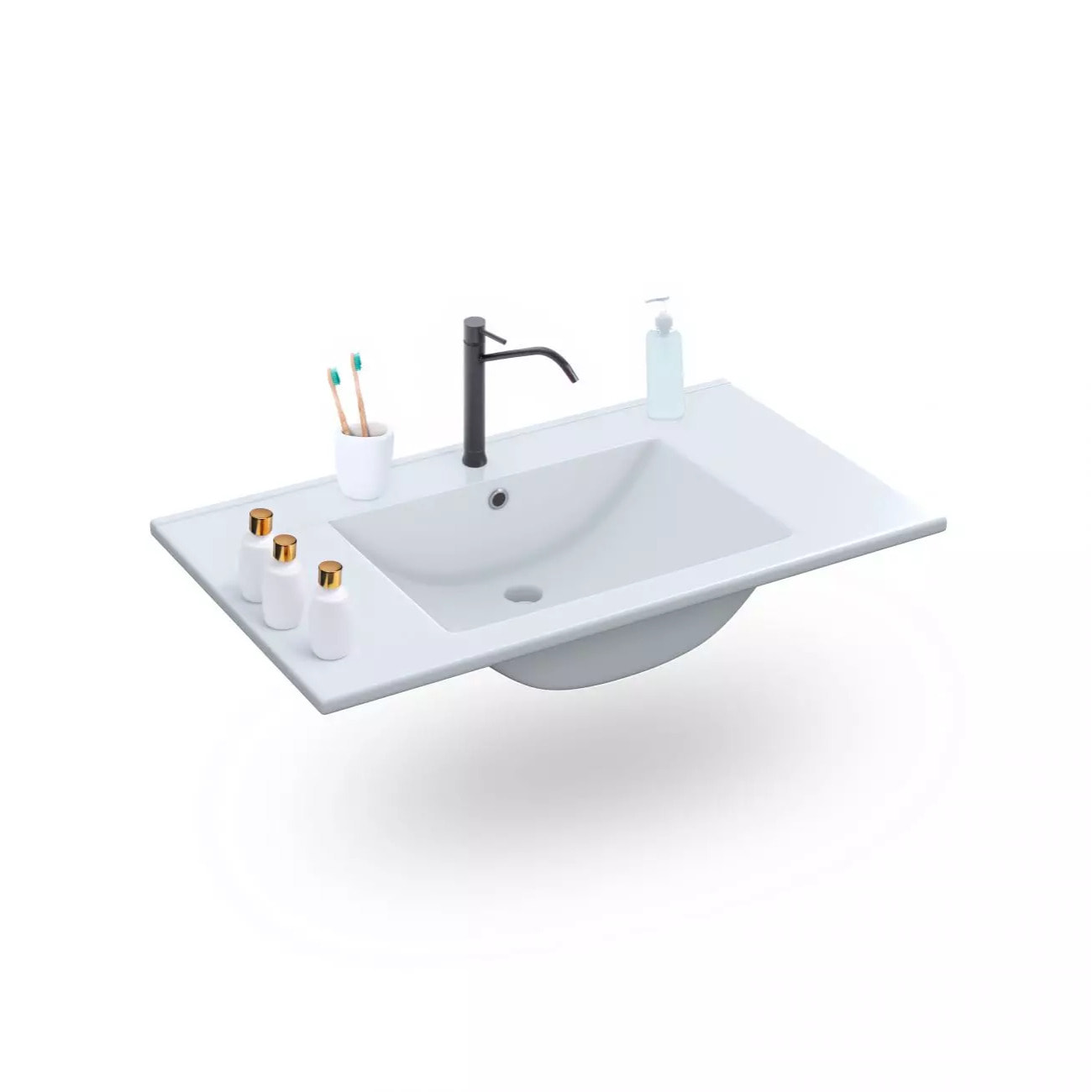 Pack de baño con lavabo cerámico Feel Blanco Brillo