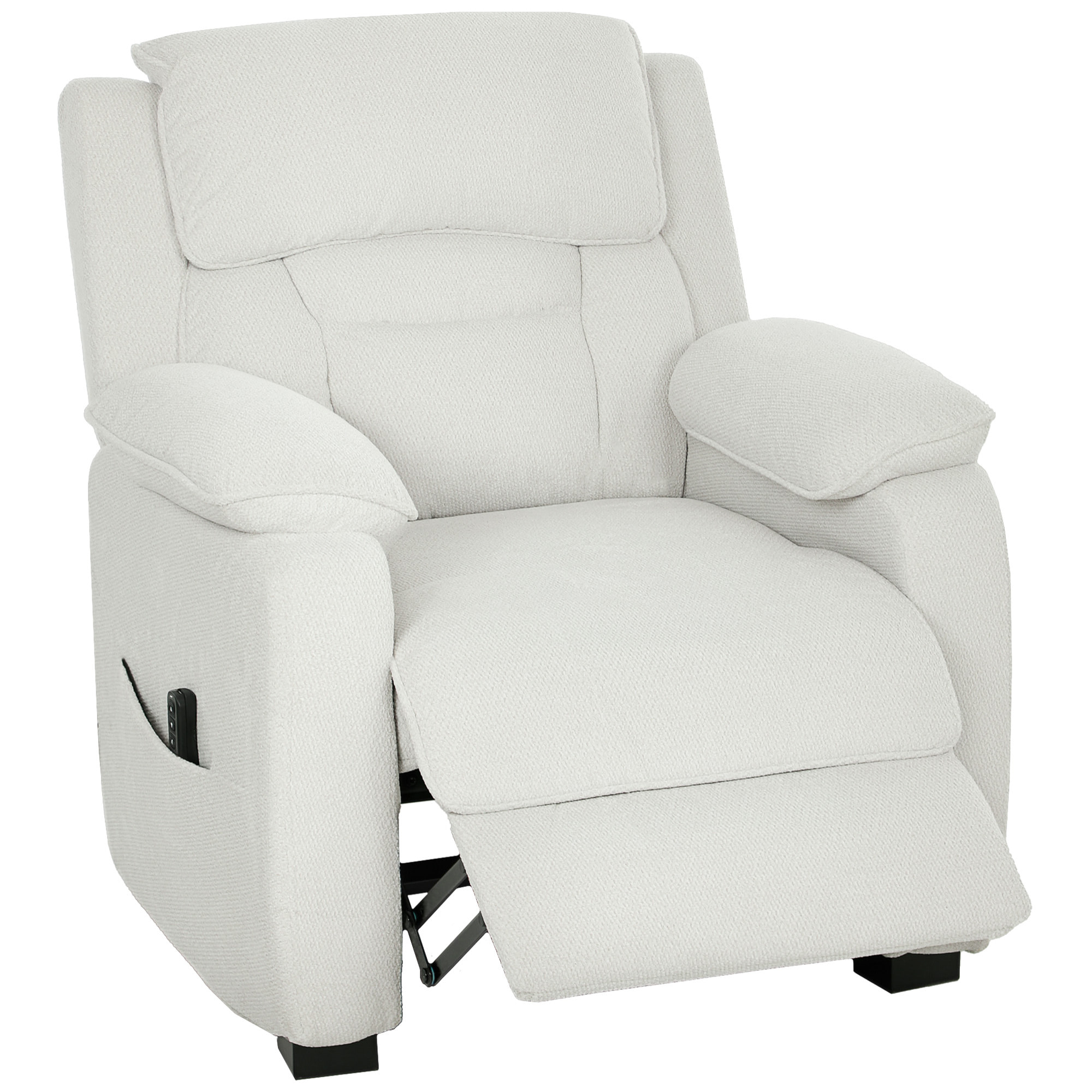 Fauteuil relax électrique inclinable repose-pieds port USB intégré velours blanc cassé