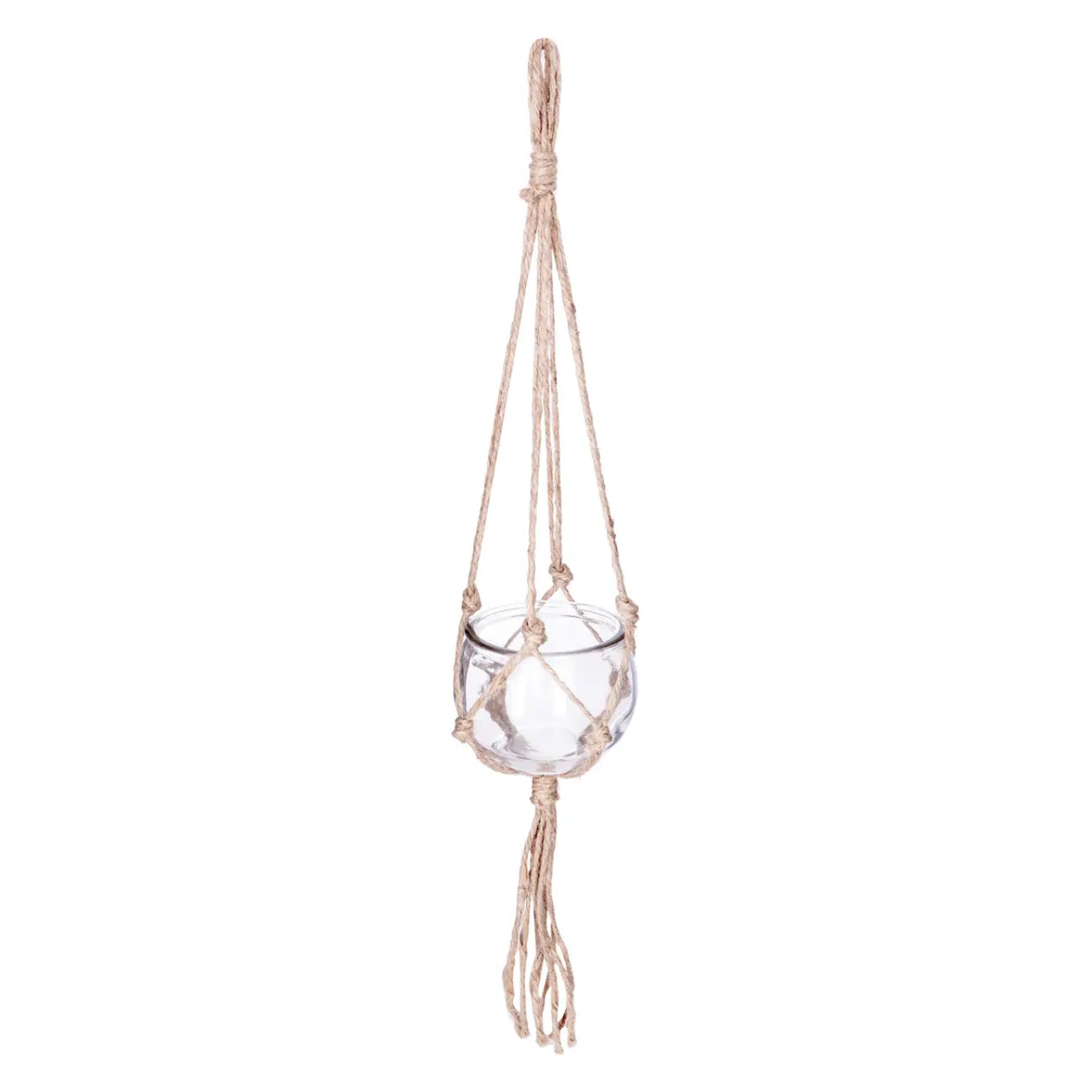 Cache pot suspendu verre et jute D11cm