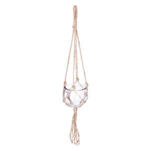 Cache pot suspendu verre et jute D11cm