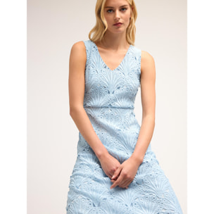 Motivi - Vestido midi de encaje macramé - Light - blue