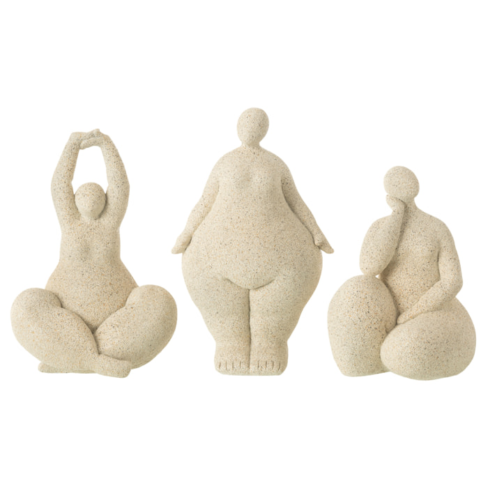 J-Line Femmes Modernes Resine Beige Large Assortiment De 3