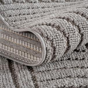 HELIX - Tapis moderne rond effet laine bouclé à motif géométrique en relief gris