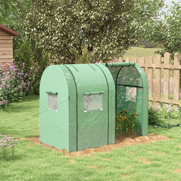 Serre de jardin 1,8 m² - 2 portes zippées 4 fenêtres - acier PE vert