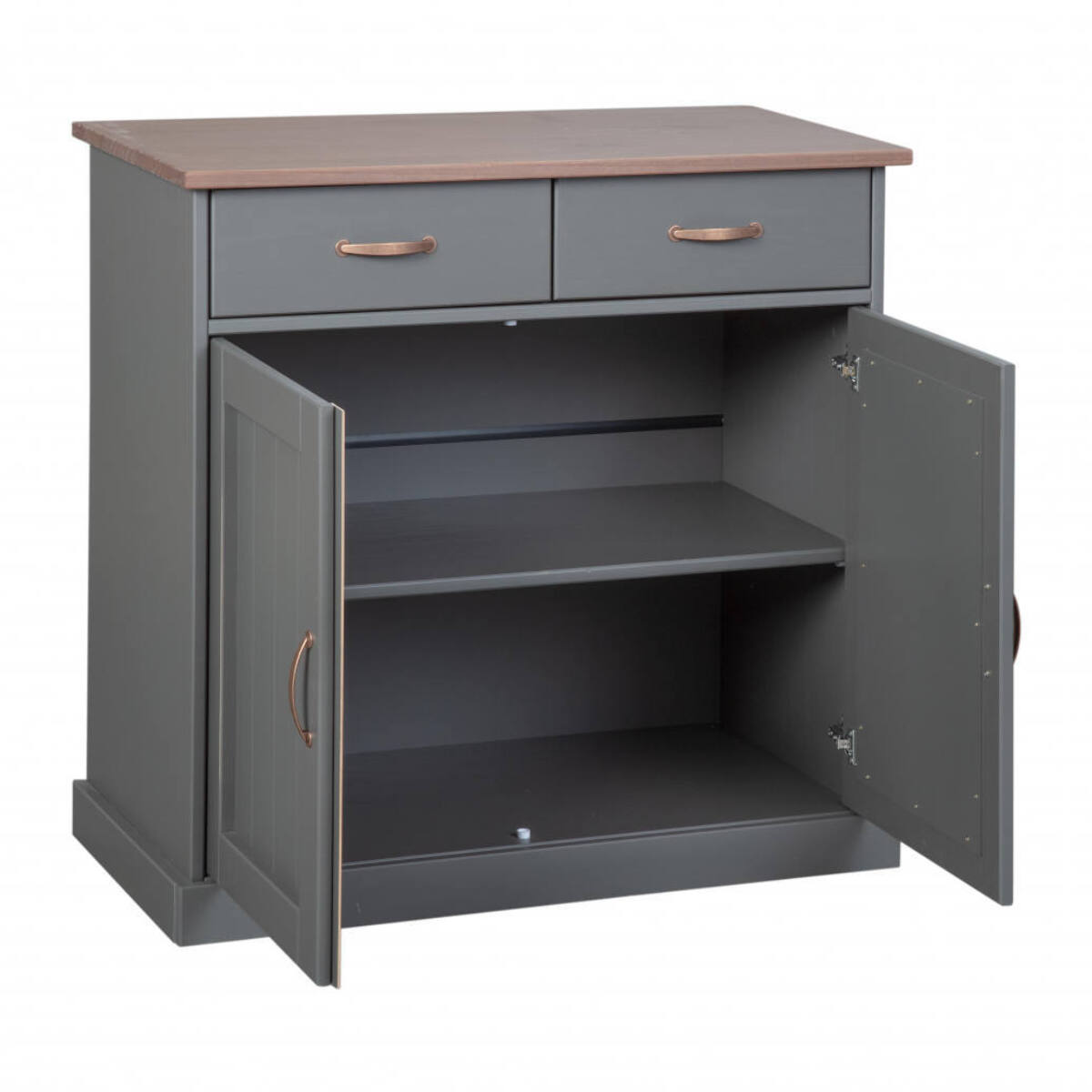 Credenza con 2 ante e 2 cassetti, 90 x 45 x 86, Grigio