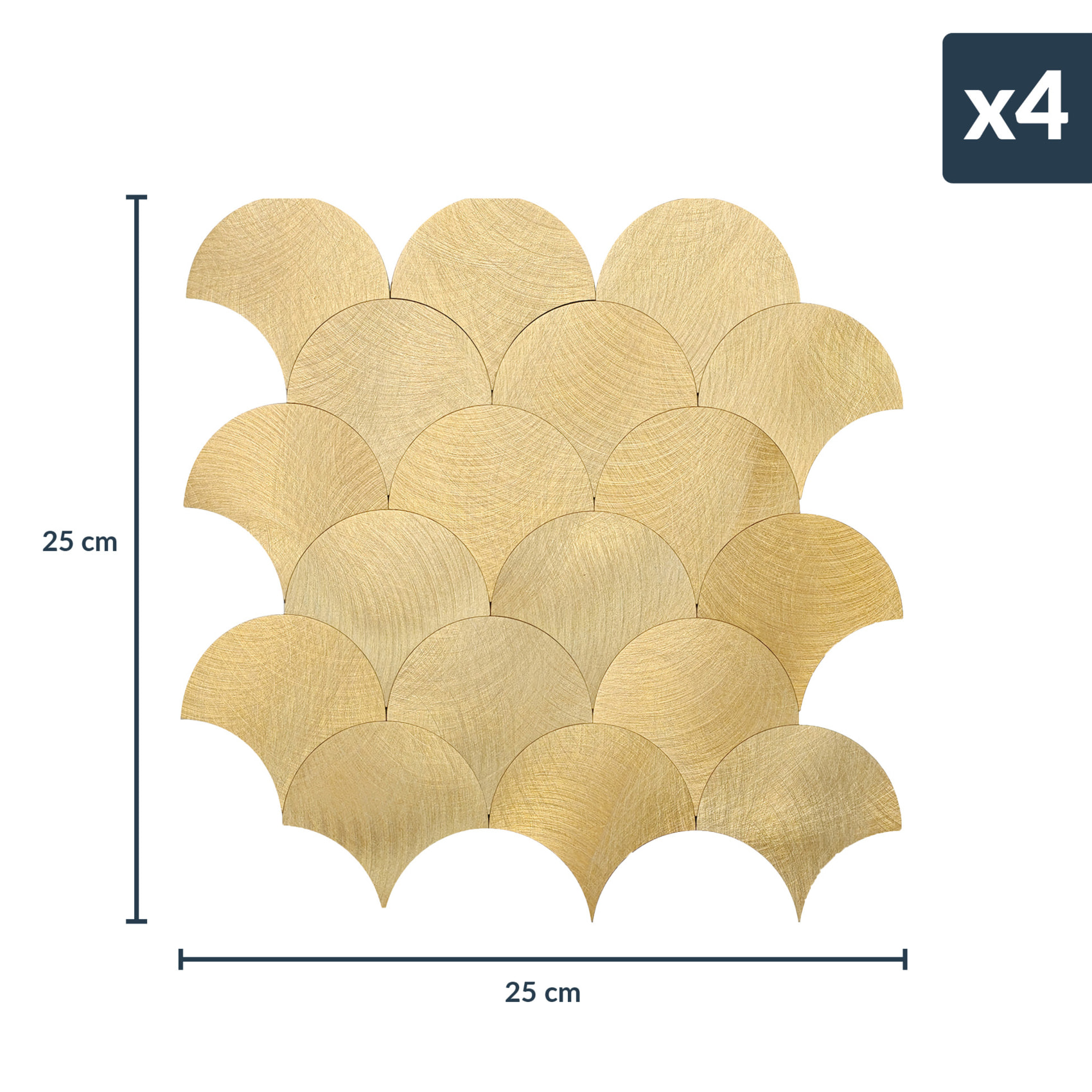 Crédence adhésive murale 3D  - Effet écailles 4 pièces - Doré