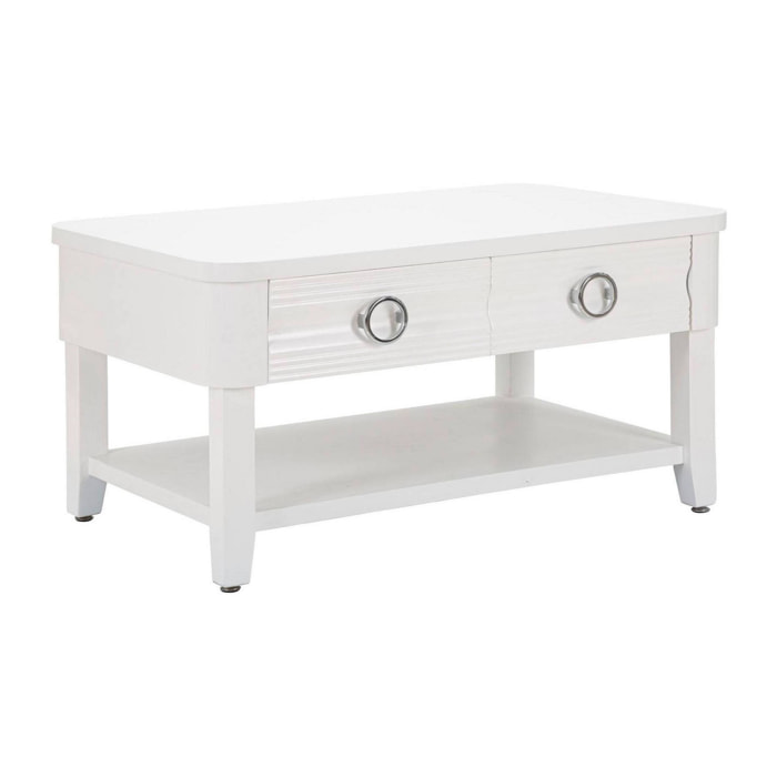 Tavolino da salotto Taylor, Tavolo basso da caffè, Portariviste per divano, Ripiano da soggiorno, 90x60 h47 cm, Bianco