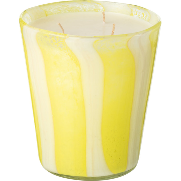 J-Line bougie parfumée Noa Lignes - Yashioka Gardenia - verre -jaune - medium - 68H