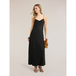 Motivi - Vestito lungo lingerie in raso - Nero