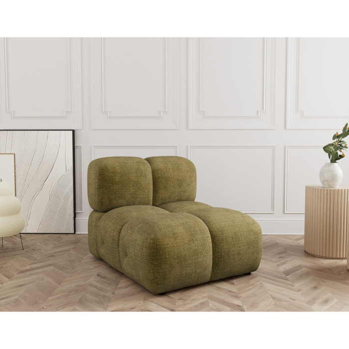 Grace - module d'assise sans accoudoir en velours texturé - Vert Olive