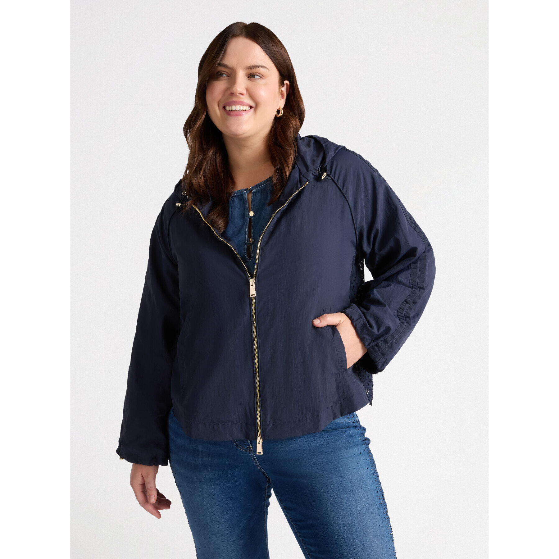 Fiorella Rubino - Parka con espalda de encaje - Azul