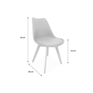 Lot de 4 chaises scandinaves NILS revêtement bouclette blanche. pieds bois de hêtre. chaise 1 place