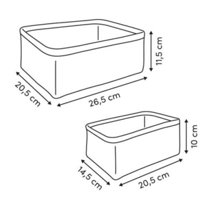 Lot de 2 paniers bouclette rectangulaires