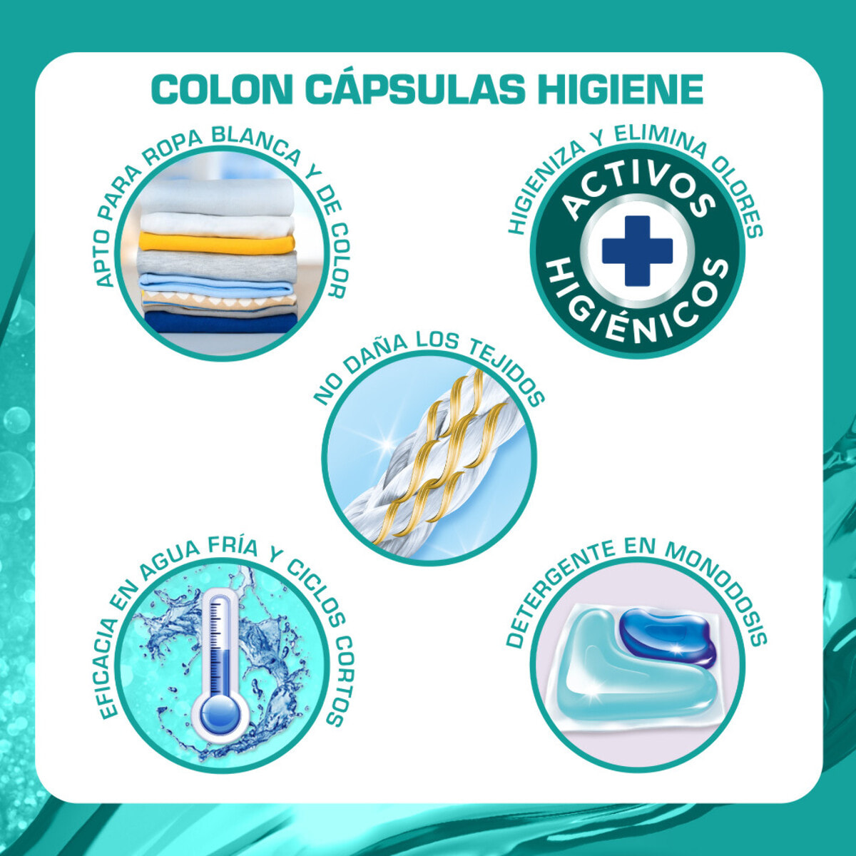 Colon Cápsulas Higiene detergente para Lavadora, Pack 4x32 (128 cápsulas)