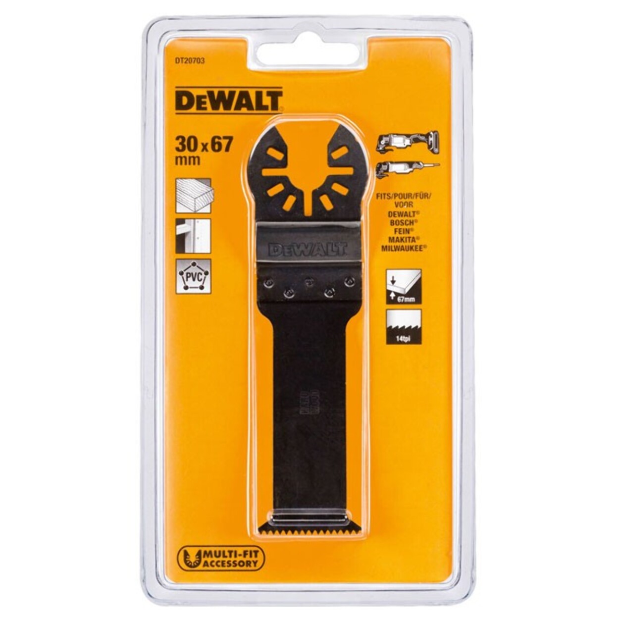 Lame bi-métal pour Multicutter DEWALT - 67 x 30 mm - DT20703