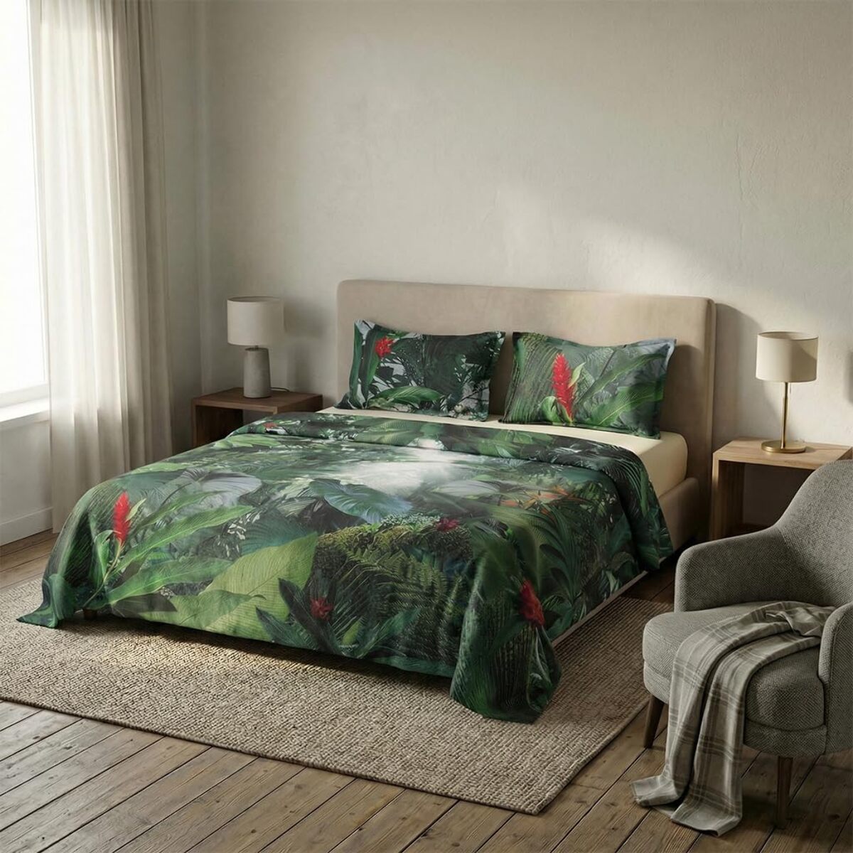 Set completo letto matrimoniale 100% cotone, 180x200 cm, con Stampa Digitale di Alta Qualità, Intrecci