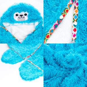 Accappatoio per adulti con cappuccio design alpaca. 120x152 cm.