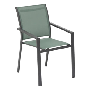 Fauteuil de jardin empilable "Essentia" vert olive & graphite en aluminium traité epoxy