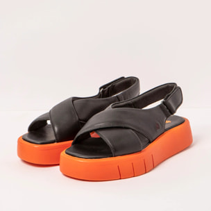 Sandalias 1855 NAPPA BLACK-ORANGE/ MALAGA color Black-orange