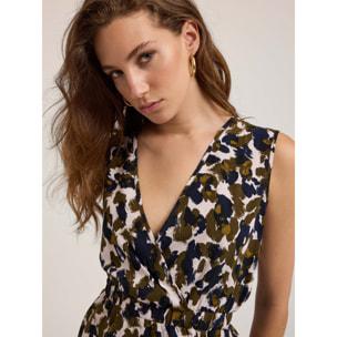 Motivi - Top fantasia etnica misto lyocell - Verde militare